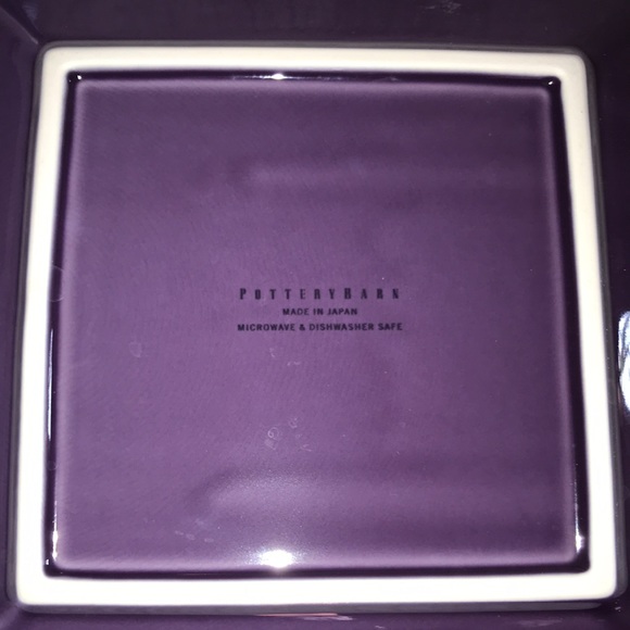 Pottery barn Asians square dinner plate purple with brown trim VGuc 10” square - Picture 4 of 5